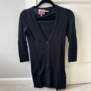 Juicy Couture Black Middle Sleeve Zip Up Sweater Size P